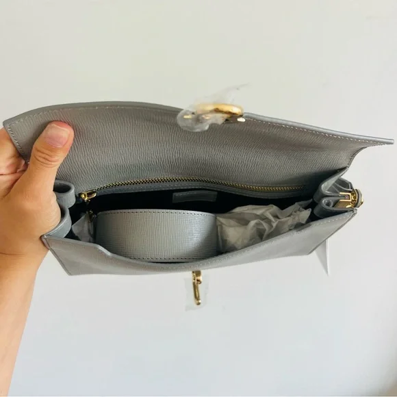 NEW ANINE BING colette bag in grey saffiano - Picture 9 of 12